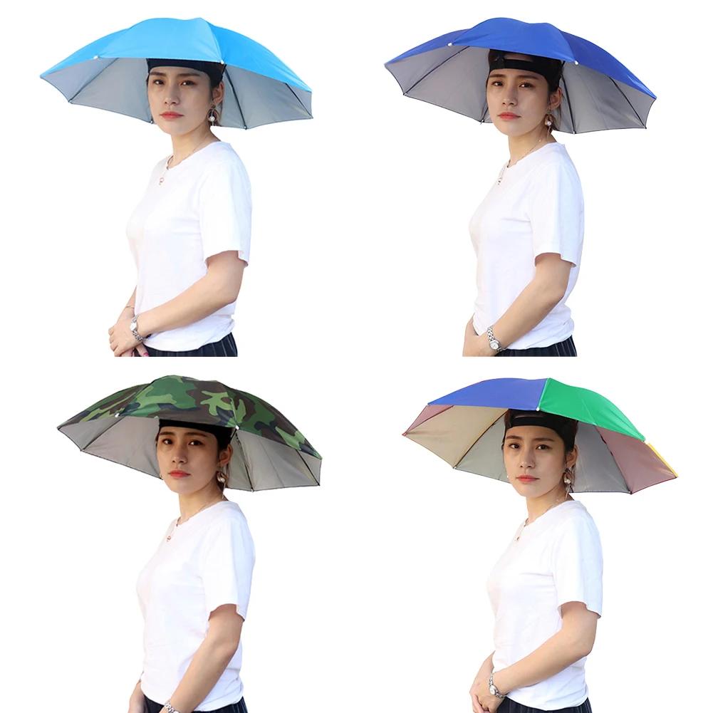 야외 낚시 모자, 휴대용 머리 우산 모자, 비 방지 낚시, 태양 방지 우산 모자, 성인 유니섹스 야외 스포츠 모자